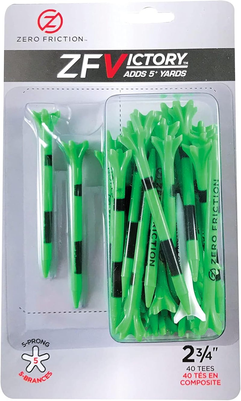 Zero Friction Victory 5-Prong Golf Tees - 40 Pack, 2-3/4 Inch, Green - Image 1